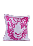 Tiger Face Embroidered Silk Cushion Cover